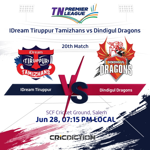 Chepauk Super Gillies vs IDream Tiruppur Tamizhans, 5th Match - Live Cricket Score
